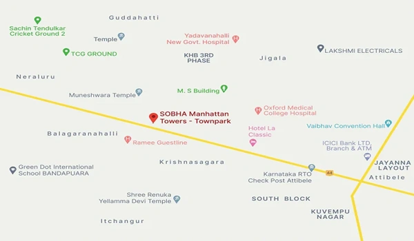 Sobha Manhattan Towers Location Map Sobha Manhattan Towers Location Map